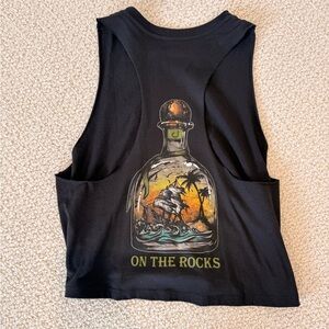 Avid Fishing “On the Rocks” black crop tank Medium NEW